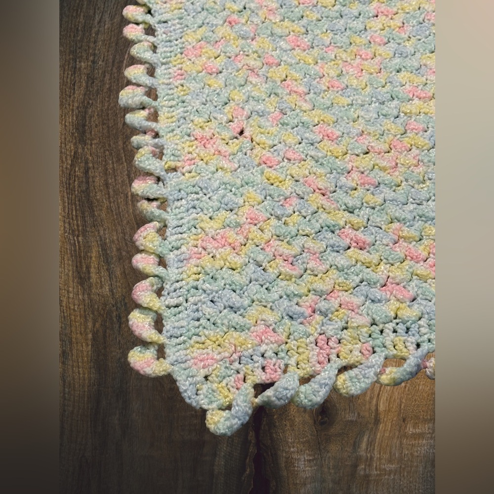 Handmade Crochet Baby Blanket Pastel Heirloom Cottagecore Nursery Throw 22x32‎ - Picture 5 of 11